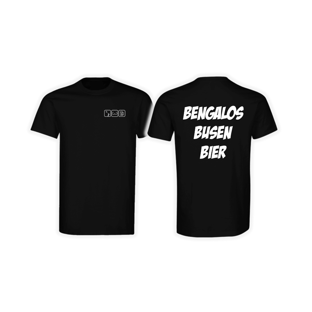 T-Shirt "BENGALOS, BUSEN, BIER" schwarz