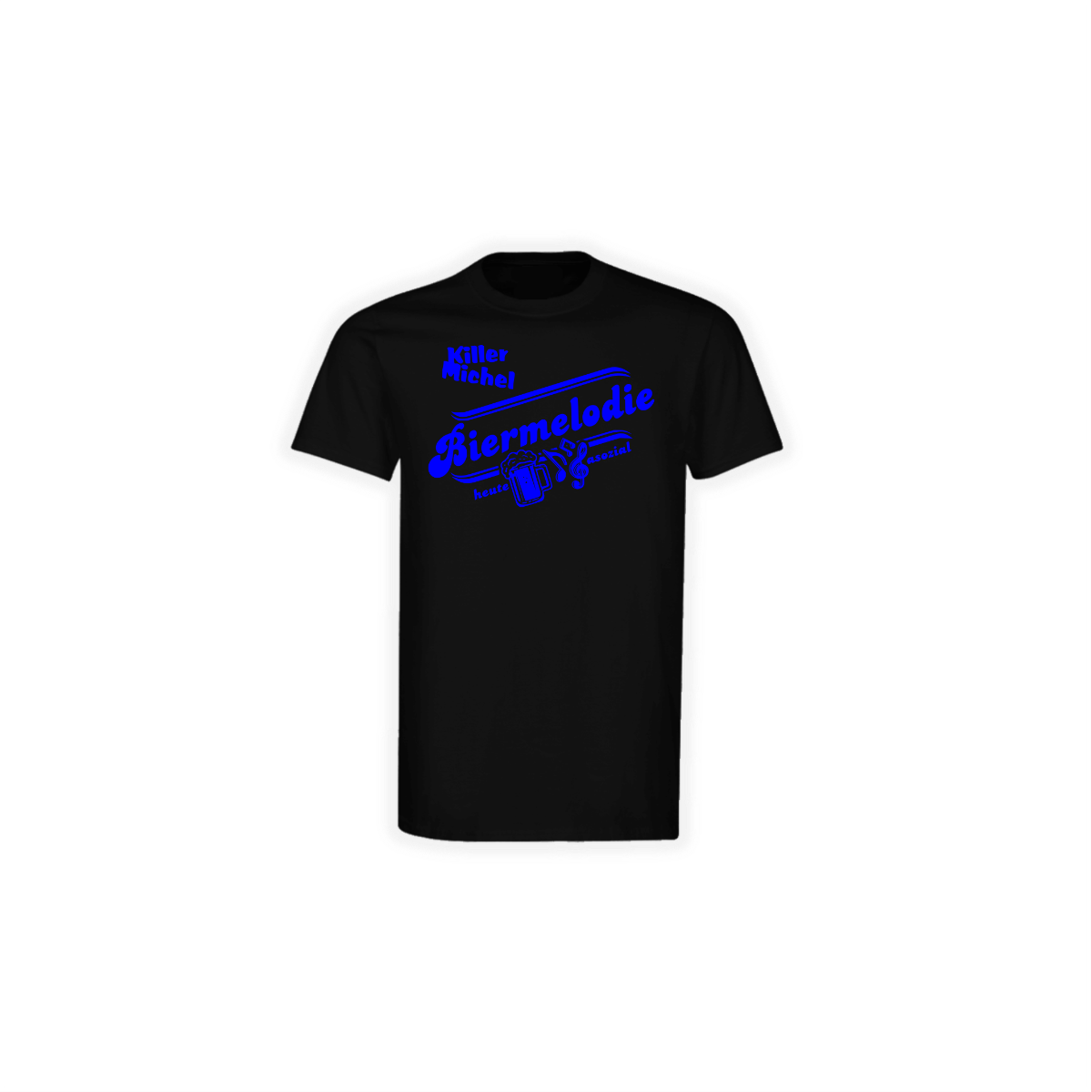 T-Shirt "BIERMELODIE" schwarz, blauer Druck