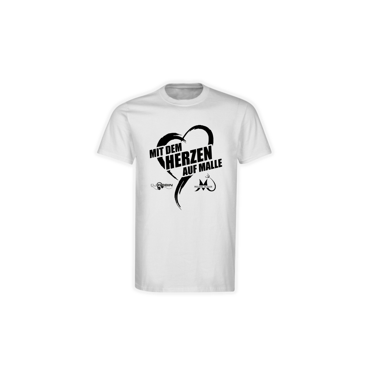 T-Shirt "MIT DEM HERZEN AUF MALLE" weiß