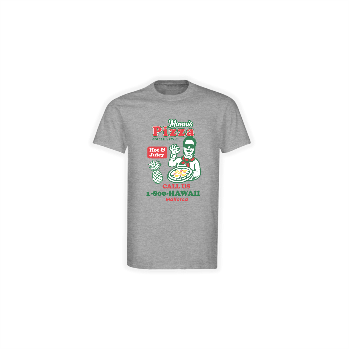 T-Shirt "PIZZA HAWAII" grau