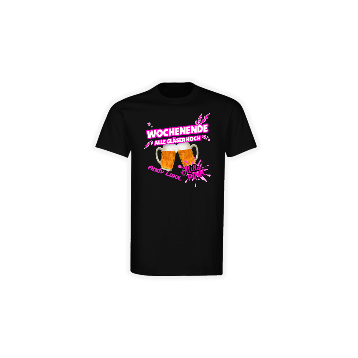 T-Shirt "WOCHENENDE alle Gläser hoch" schwarz